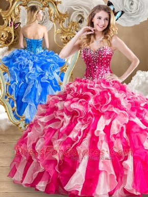 Discount Beading and Ruffles Sweet 16 Dresses in Multi Color