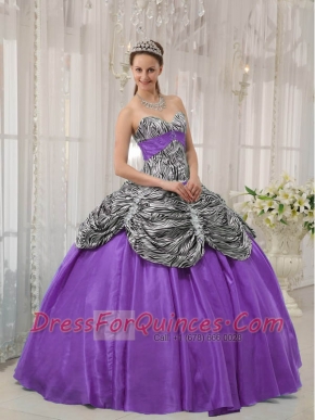 Sweetheart Ball Gown Taffeta/Zebra and Leopard Lace-up Ruffles Lavender