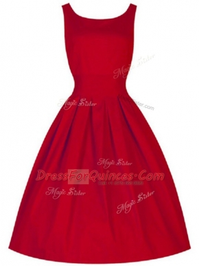 Red Quinceanera Dama Dress Prom and Party and Wedding Party with Ruching Scoop Sleeveless Lace Up