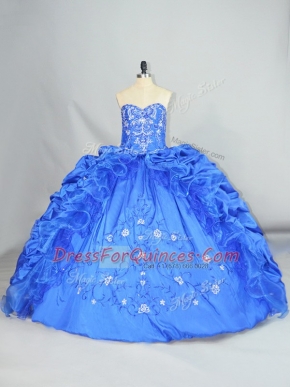 High Class Sweetheart Sleeveless Lace Up Quinceanera Dresses Blue Taffeta