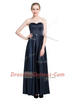 Top Selling Black Zipper Sweetheart Beading Prom Gown Satin Sleeveless