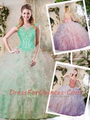 Best Appliques and Ruffles Sweet 16 Dresses in Multi Color