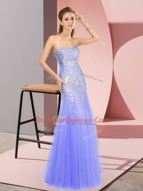 Delicate Lavender Sleeveless Tulle Zipper Prom Dress for Prom and Party