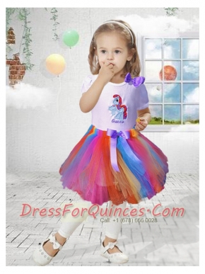 Beautiful A-Line Scoop Mini-length Little Girl Dress in Multi-color