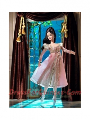 New Fashion Princess Pink Dress With Long Sleeves Gown for Barbie Doll