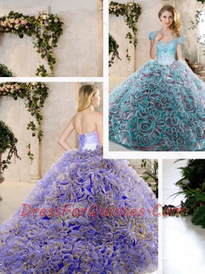 2016 Pretty Beading and Ruffles Sweet 16 Dresses in Blue