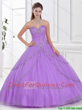 Discount Ball Gown Tulle Quinceanera Gowns with Beading