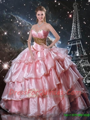 Affordable Baby Pink Sweetheart Quinceanera Dresses with Beading for 2016