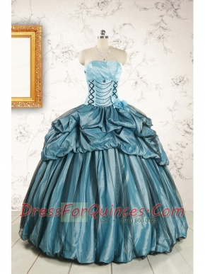 2015 Cheap Strapless Quinceanera Dresses in Teal