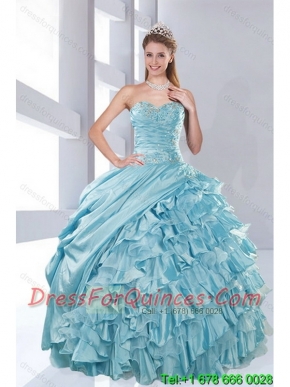 Best Sweetheart Beading Aqua Blue Quinceanera Dresses in Taffeta for 2015