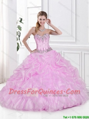 2015 New Arrivals Ball Gown Beaded Quinceanera Gowns with Pick Ups
