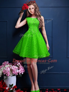 Tulle Lace Up Bateau Sleeveless Knee Length Vestidos de Damas Beading and Lace