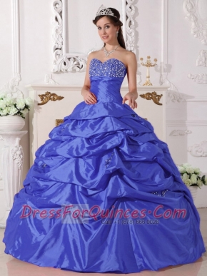 2014 Sweetheart Taffeta Beading Blue Ball Gown Floor-length Beautiful Quinceanera Dress In Spring And Winter