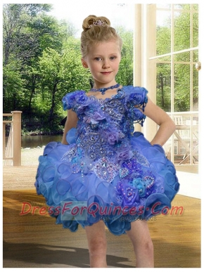 Pretty Royal Blue Scoop Mini-length Little Girl Dress For 2014