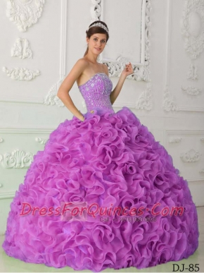 Discount Quinceanera Dress In Lavender Ball Gown Strapless With Organza Beading