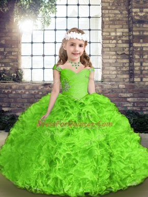 Gorgeous Straps Sleeveless Lace Up Girls Pageant Dresses Organza
