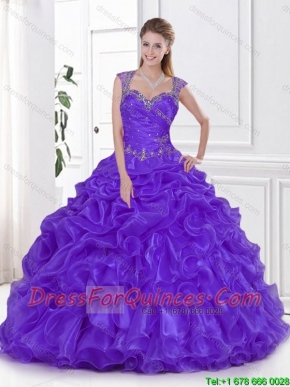2016 New Arrival Beading and Ruffles Sweet 15 Dresses in Eggplant Purple