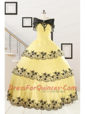 Pretty Ball Gown Appliques Quinceanera Dress for 2015