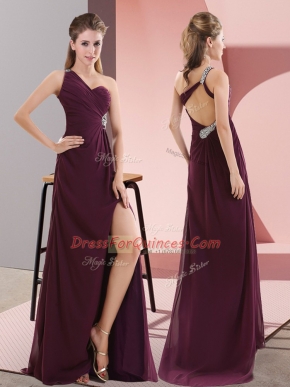Lovely Sleeveless Sweep Train Backless Beading and Lace Evening Dress