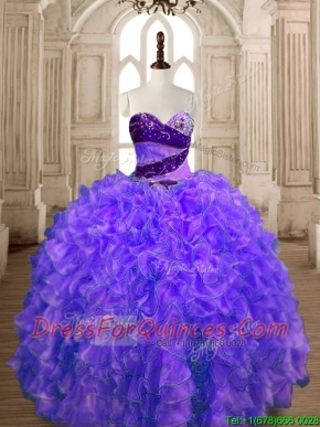 Romantic Organza Beading and Ruffles Sweet 16 Dress with Puffy Skirt