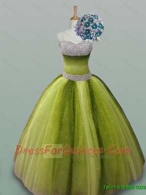 2015 Beaded Spaghetti Straps Quinceanera Gowns in Tulle
