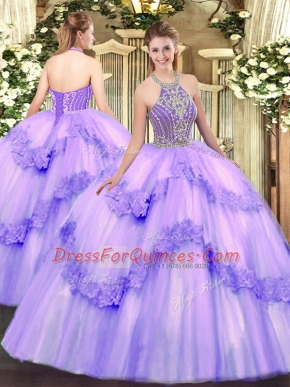 Inexpensive Tulle Sleeveless Floor Length Sweet 16 Dresses and Beading and Appliques
