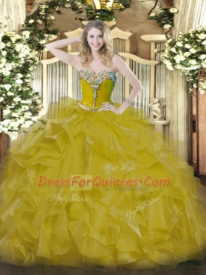 Organza Sleeveless Floor Length Quinceanera Gown and Beading