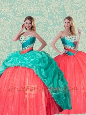2015 Beautiful Detachable Sweetheart Quinceanera Dress With Beading and Ruffles