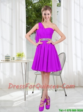 Custom Made A Line One Shoulder Prom Dress with Belt