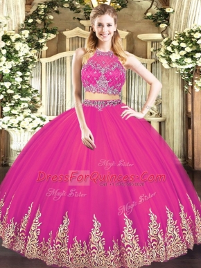Fabulous Sleeveless Zipper Floor Length Beading and Appliques Ball Gown Prom Dress