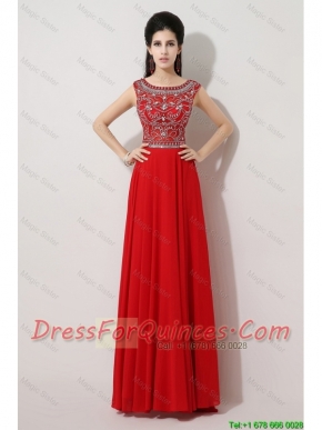 Discount Brush Train Beaded Prom Dresses with Bateau