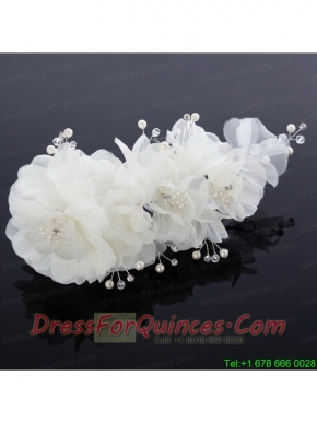 Cute Tulle Wedding Hair Flower with Imitation Pearls