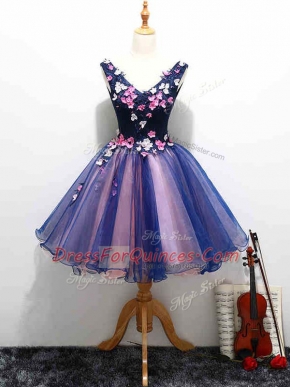 Attractive Mini Length Multi-color Homecoming Dress V-neck Sleeveless Lace Up