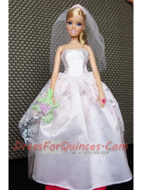 Lovely Handmade White Barbie Doll Wedding Dress