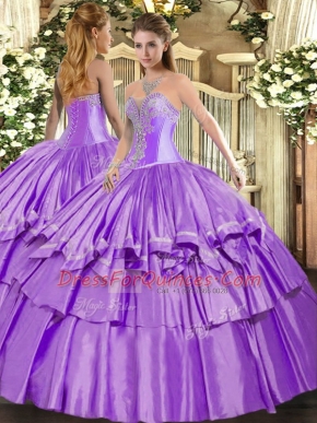 Superior Floor Length Lavender Sweet 16 Dress Sweetheart Sleeveless Lace Up