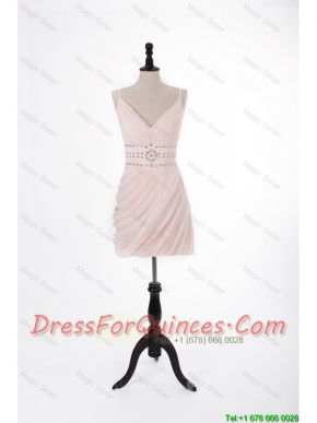 Cheap Brand New 2016 Short Light Pink Prom Dresses with Beading