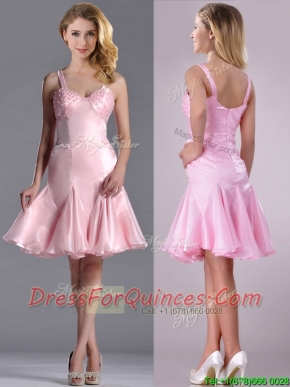 Lovely Beaded Bust Straps Short Prom Dress in Baby Pink