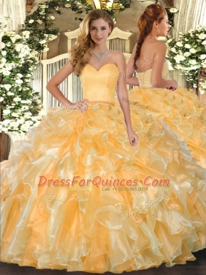 Sleeveless Beading and Ruffles Lace Up Quinceanera Dress