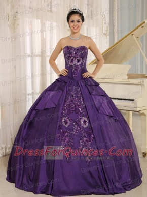 Quinceanera Dress With Sweetheart In 2013 Eggplant Purple Embroidery