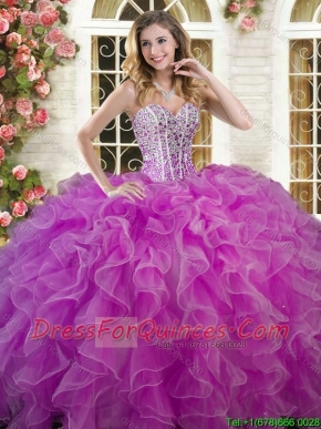 New Style Ruffled and Beaded Sweet 16 Dress in Lilac