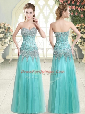 Apple Green Zipper Sweetheart Beading Evening Dress Tulle Sleeveless