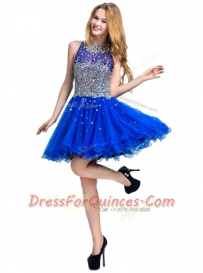 Pretty Scoop Sleeveless Tulle Homecoming Dress Beading Zipper