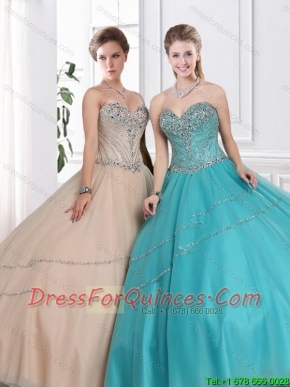 Discount Sweetheart Quinceanera Gowns with Beading