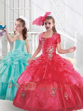 Lovely Spaghetti Straps Little Girl Pageant Dresses with Beading and Bubles