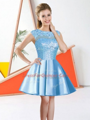 Captivating Taffeta Sleeveless Knee Length Quinceanera Court of Honor Dress and Beading and Lace