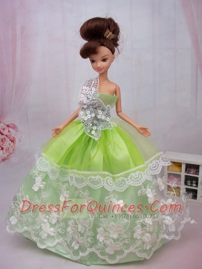 Exclusive Embroidery Ball Gown Organza Dress For Nobel Barbie