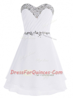 Mini Length White Prom Gown Sweetheart Sleeveless Zipper