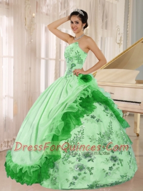 Ball Gown Floor-Length Applqiues and Hand Made Flowers For Cheap Quinceanera Dresses