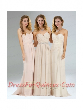 Empire Sweetheart Zipper Up Dama Dress in Champagne