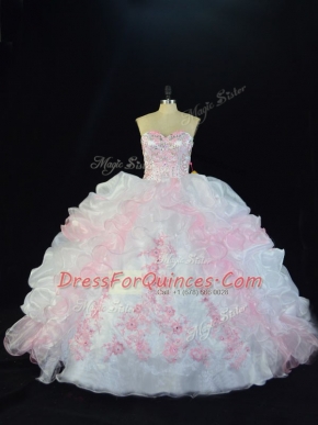 Organza Sleeveless Floor Length Sweet 16 Quinceanera Dress and Beading and Pick Ups